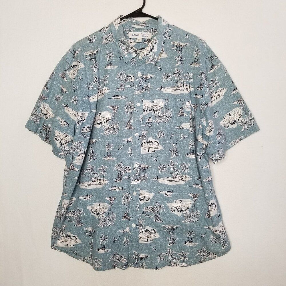Old Navy Classic Fit Built in Flex Tropical Shirt Button Down XXL